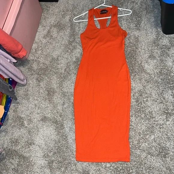 Rehab Dresses | Rehab Ribbed Bodycon Sleeveless Dress Orange Size Small | Color: Orange/Red | Size: S | Poshinforrest's Closet